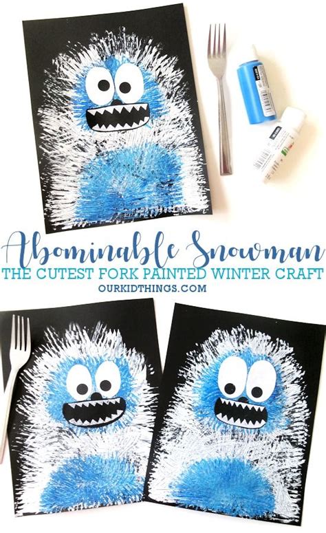 Abominable Snowman Fork Painted Craft Winter Crafts Preschool Winter