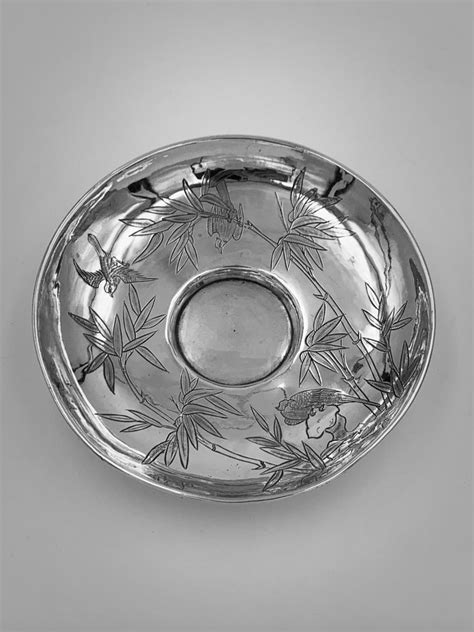 Chinese Export Silver Tea Cup And Saucer Bada
