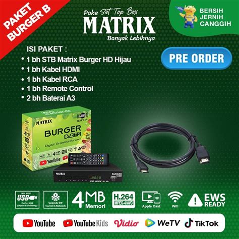 Jual Set Top Box Matrix Burger Green Rca Hdmi Shopee Indonesia