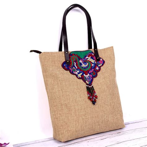 Embroidery Tote Baghand Made Bagcasual Bagsfashion Etsy