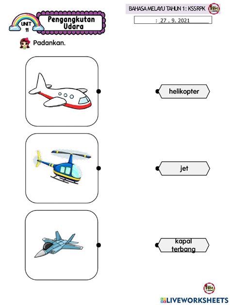 Mengenal Bunyi Kenderaan Di Udara Worksheet Live Worksheets