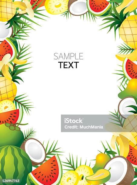 Mixed Tropical Fruits Frame Border Stock Illustration Download Image