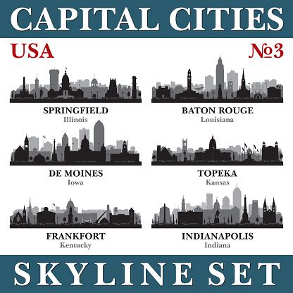 Capital Cities Skyline Set Usa Part 3 Stock Illustration - Download ...