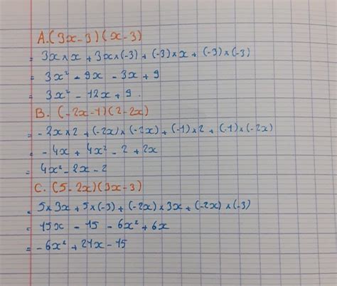 développé et réduire les expression suivantes A 3x 3 x 3 B 2x 1 2