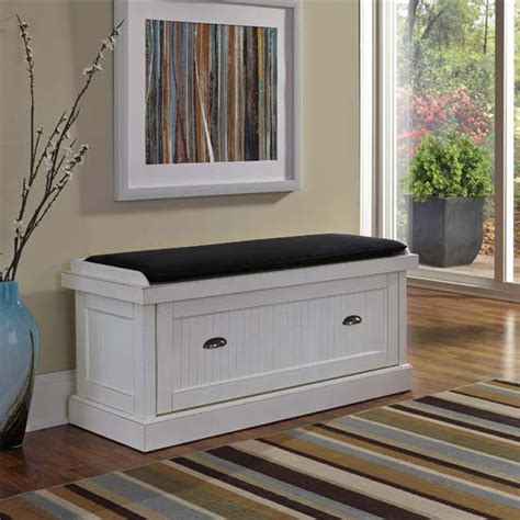 Home Styles Nantucket Upholstered Bench With Enclosed Cubby Storage In