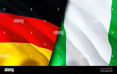 Germany and Nigeria flags. 3D Waving flag design. Germany Nigeria flag ...