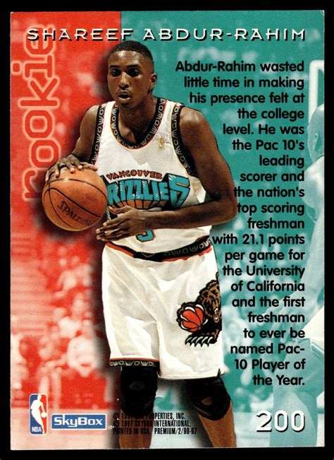 Shareef Abdur Rahim Skybox Premium Rookie Card Ebay