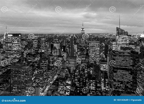 Night View from Rockefeller Center, BW Version Editorial Stock Image ...