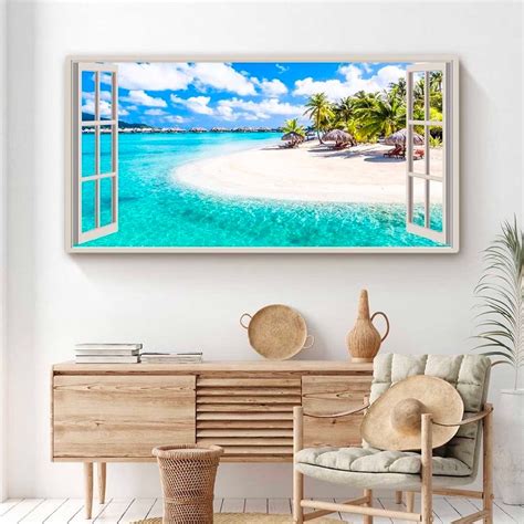 Beautiful Beach Sand Windows Canvas Wall Art