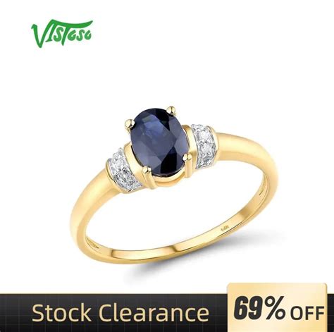 Vistoso Gold Rings For Women Genuine K Yellow Gold Ring Shiny