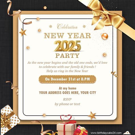 Free New Year 2025 Party Invitation Template