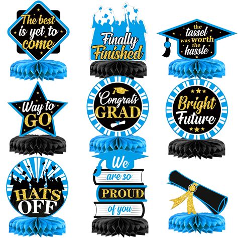 Buy 9 Pieces Graduation Honeycomb Centerpieces Congrats Grad