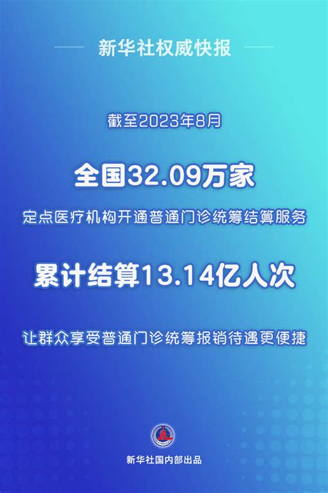 新华社权威快报｜全国3209万家定点医疗机构开通普通门诊统筹结算服务医保居民基金