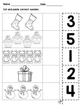 Merry Christmas Counting Cut And Paste Activities Worksheets DB3