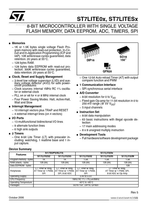 St Flite Stmicroelectronics Mcu Hoja De Datos Ficha T Cnica