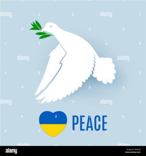 White Dove of Peace Flying with a Green Olive Branch, and Ukraine Flag ...