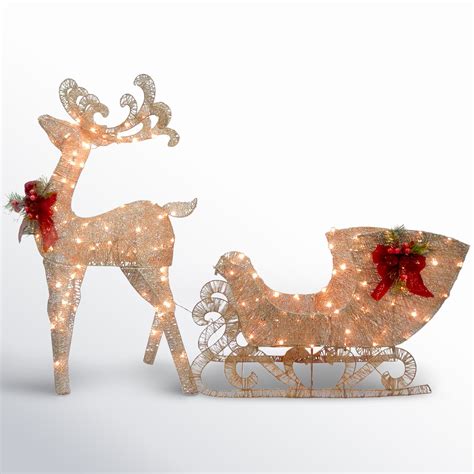 National Tree Company Crystal Splendor Reindeer And Santas Sleigh With