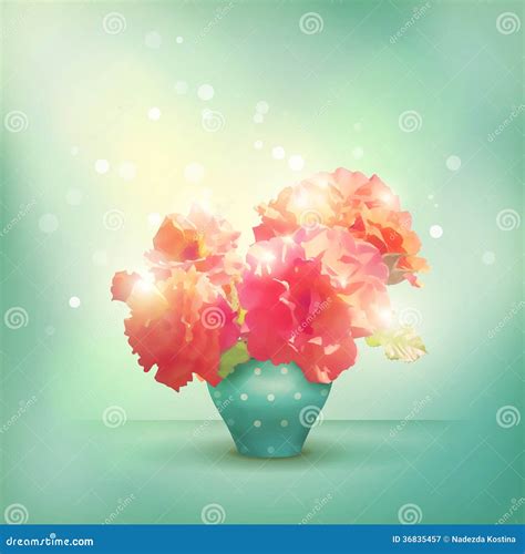 Shining Flowers Roses In Vase Stock Vector Illustration Of Flowers