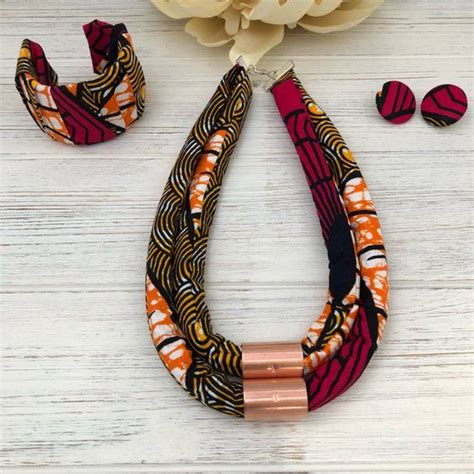 Ankara Necklace African Print Multistrand Necklace African Wax Necklace African Jewe