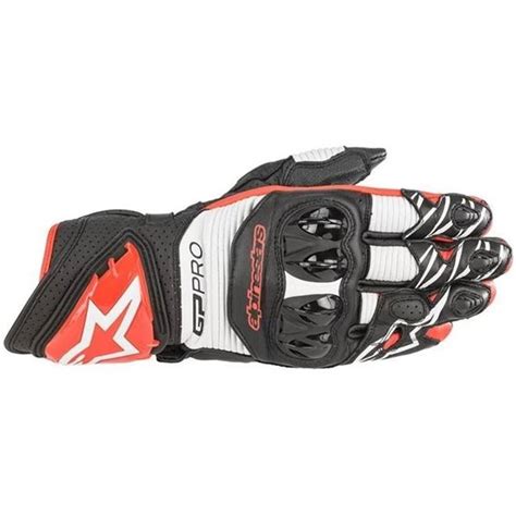 Luva Alpinestars Gp Pro R Preto Branco Vermelho Grid Motors