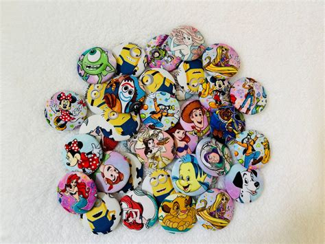 Random Disney Magnets Character Magnets Fabric Magnets Etsy