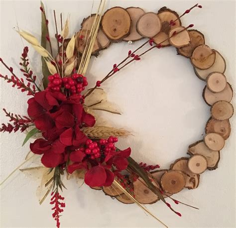 Wood Slice Wreath Indoor Wreath Christmas Wreath By Prettythingsli