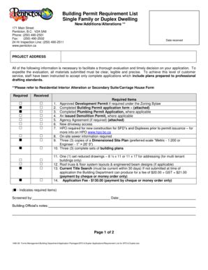 Fillable Online Building Permit Requirement List Penticton Fax Email