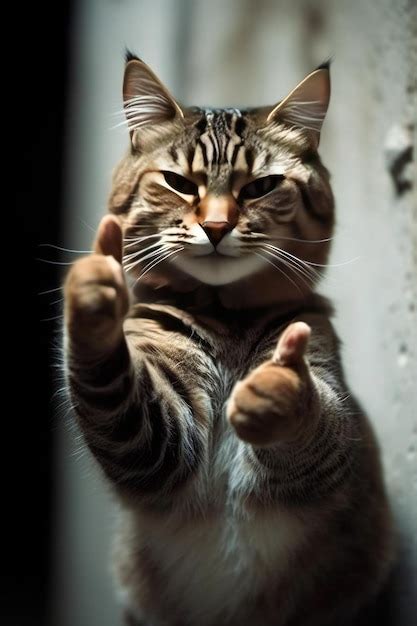 Premium Ai Image A Cat Giving Thumbs Up