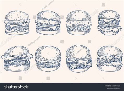 Hamburger Hand Drawing Sketch Set Stock Vector (Royalty Free) 2181700629 | Shutterstock