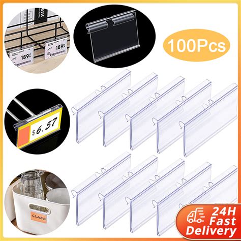 100pcs 50pcs 10pcs 6x4 2cm Clear Plastic Label Holders For Wire Shelf