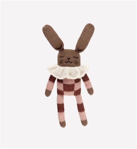 Doudou Lapin Pyjama Carreaux Sienne Main Sauvage Histoire De Tribu