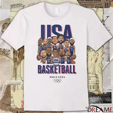 Official Team Usa Basketball Olympics Paris Caricature T Shirt