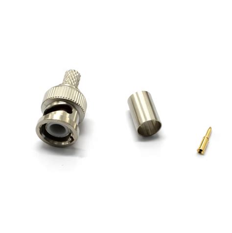 Cctv Male Crimp On Connector Plug 3 Piece For Coax Cable Rg59rg6 Cable