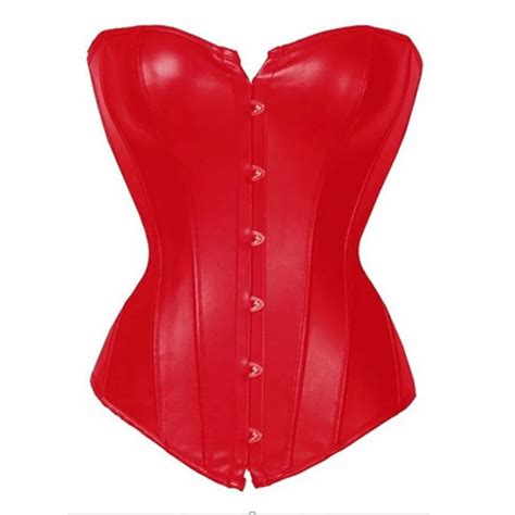 Plus Size Women Faux Leather Corset Overbust Steampunk Corselet Waist