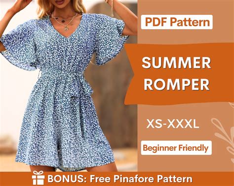 Romper Pattern Xs Xxxl Romper Sewing Pattern Summer Dress Pattern Playsuit Sewing Pattern