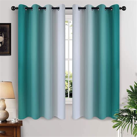 Yakamok Teal Curtain For Bedroom Blackout Ombre Curtains Grommet Room