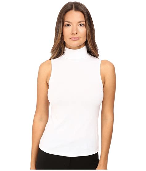 Theory Wendel Ribbed Viscose Sleeveless Turtleneck Top In White Lyst