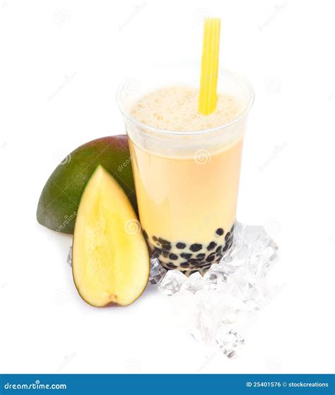 Té De La Burbuja De Boba Del Mango Foto de archivo Imagen de nuevo