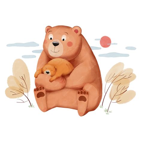 Mamá osa y su bebé | Vector Premium