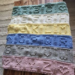 Alphabet Baby Afghan Bobble Stitch Crochet Pattern Written Row By Row