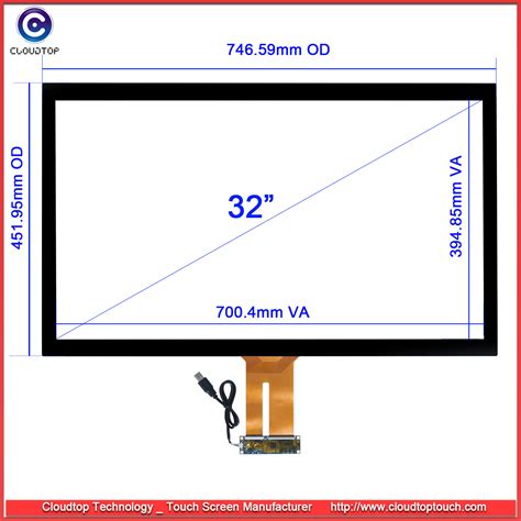 32 Inch Capacitive Touch Screen Panel With USB RS232 Controller For