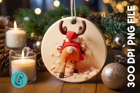 Reindeer Christmas Ornament Back Graphic By Glamour Creative Fabrica