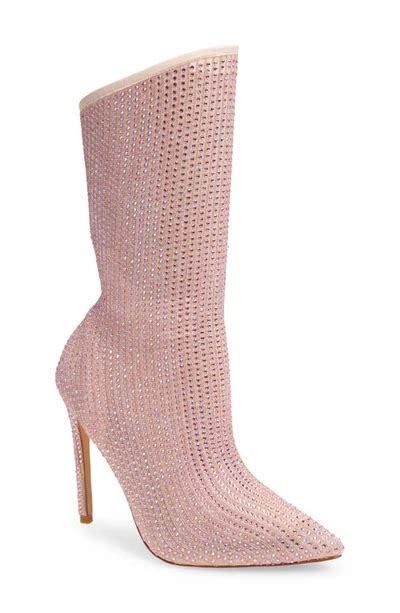 Azalea Wang Behida Embellished Pointed Toe Stiletto Boot In Pink Modesens