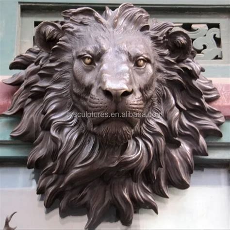 Home Decorative Life Size Metal Lion Head Bronze Wall Hanging Animal