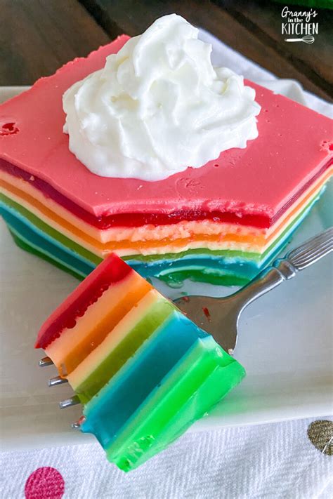 Layered Rainbow Jello Vintage Recipe Grannys In The Kitchen