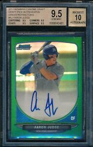 BGS 9 5 10 AARON JUDGE AUTO 2013 BOWMAN CHROME GREEN REFRACTOR 75 RC