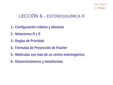 Ppt Lecci N Estereoqu Mica Ii Configuraci N Relativa Y