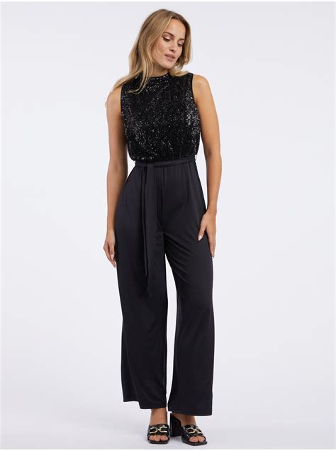 Schwarzer Damen Jumpsuit Mit Pailletten Orsay Orsay At Der