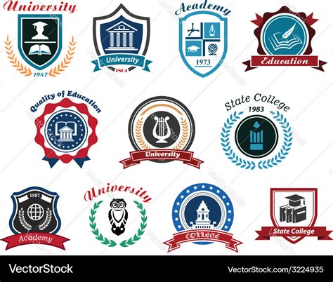 University Academy And College Emblems Or Logos Vector Image