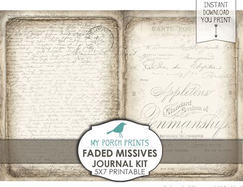 Faded Missives Junk Journal Kit Grunge Journal Pages Book Etsy